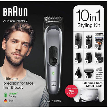 Braun 10-in-1 Trimmer MGK7221 Beard Trimmer for Men Body Grooming Kit